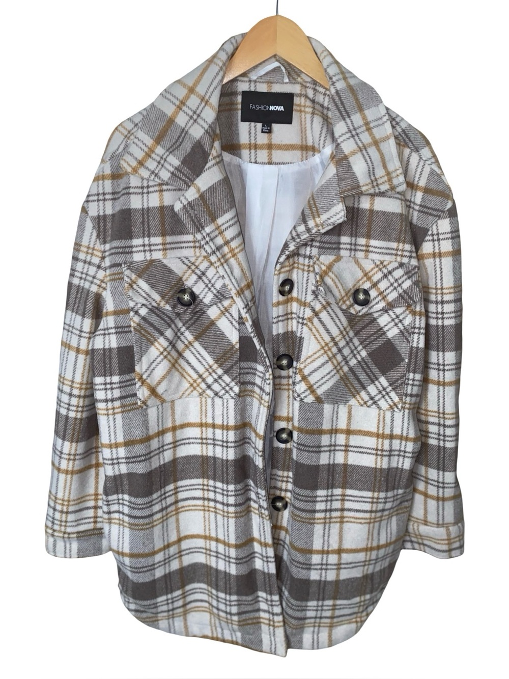 Fashion Nova Women’s Heavy Weight Plaid Shacket Size Large